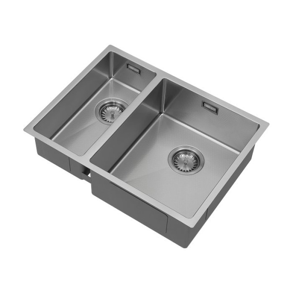 Hex Duo 180/340U Textured 1.5 Bowl Kitchen Sink  - Gun Metal